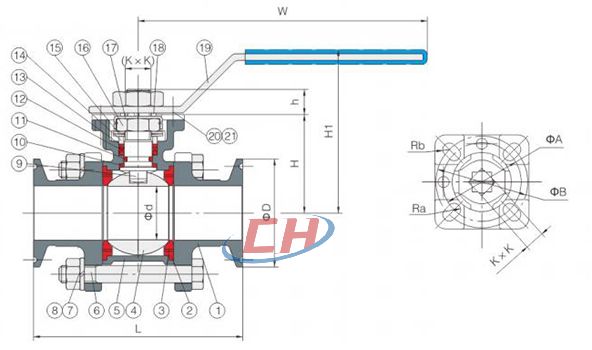 三片式快裝球閥結構圖